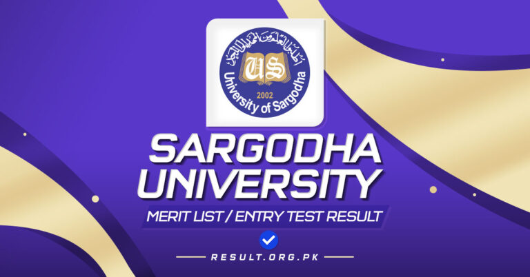 University of Sargodha Merit List 2024 PDF download