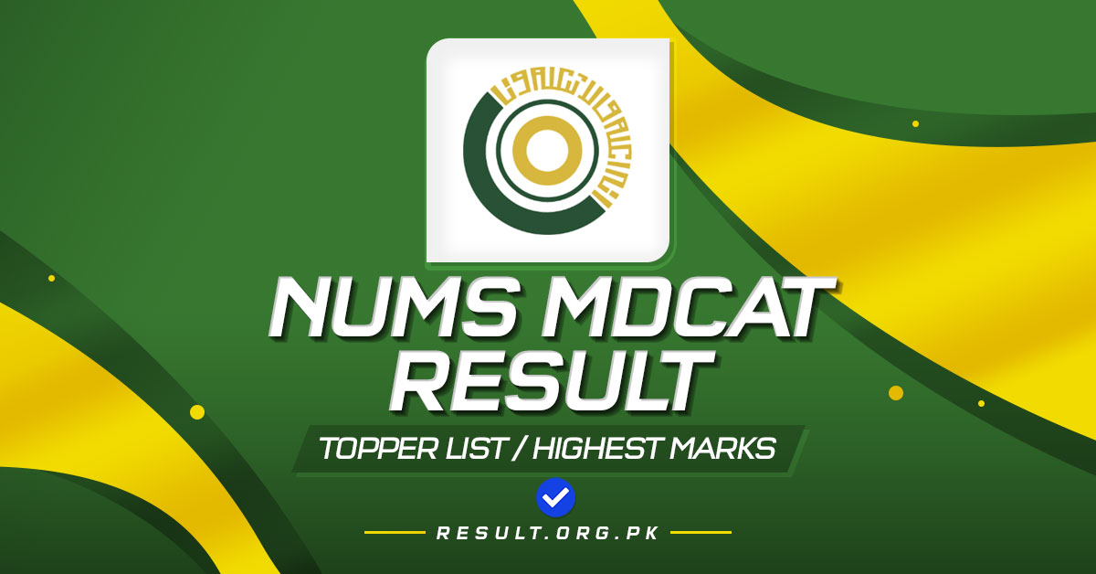 NUMS MDCAT Result 2024 Topper List with Highest Marks